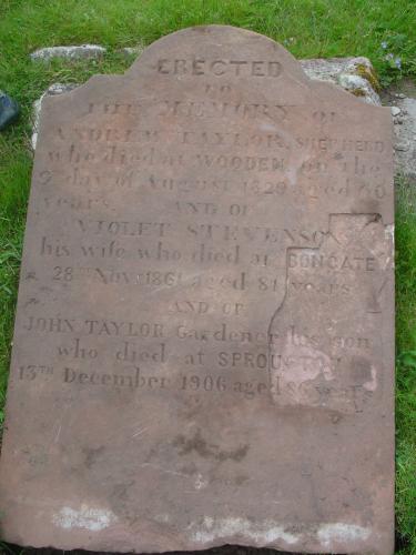 Gravestone of Andrew Taylor